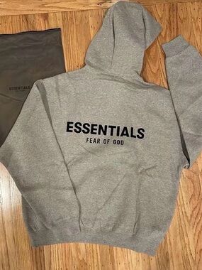 Essentials Gray Pullover with Black Logo Patch